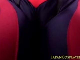 Asian Cosplay Babe As Asuka Langley Swallows
